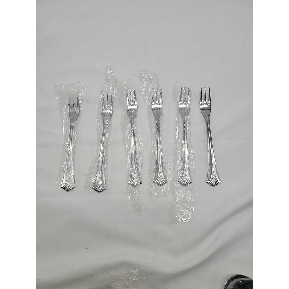 Cambridge KARLA Stainless Cocktail Fork Flared Plume Tip  Lot of 6 New